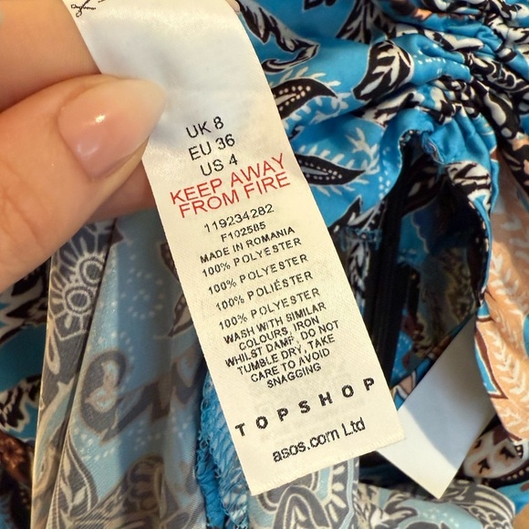 Topshop NWT Blue Paisley Cutout Backless Halter Festival Maxi Dress- Size 4 - Picture 4 of 9